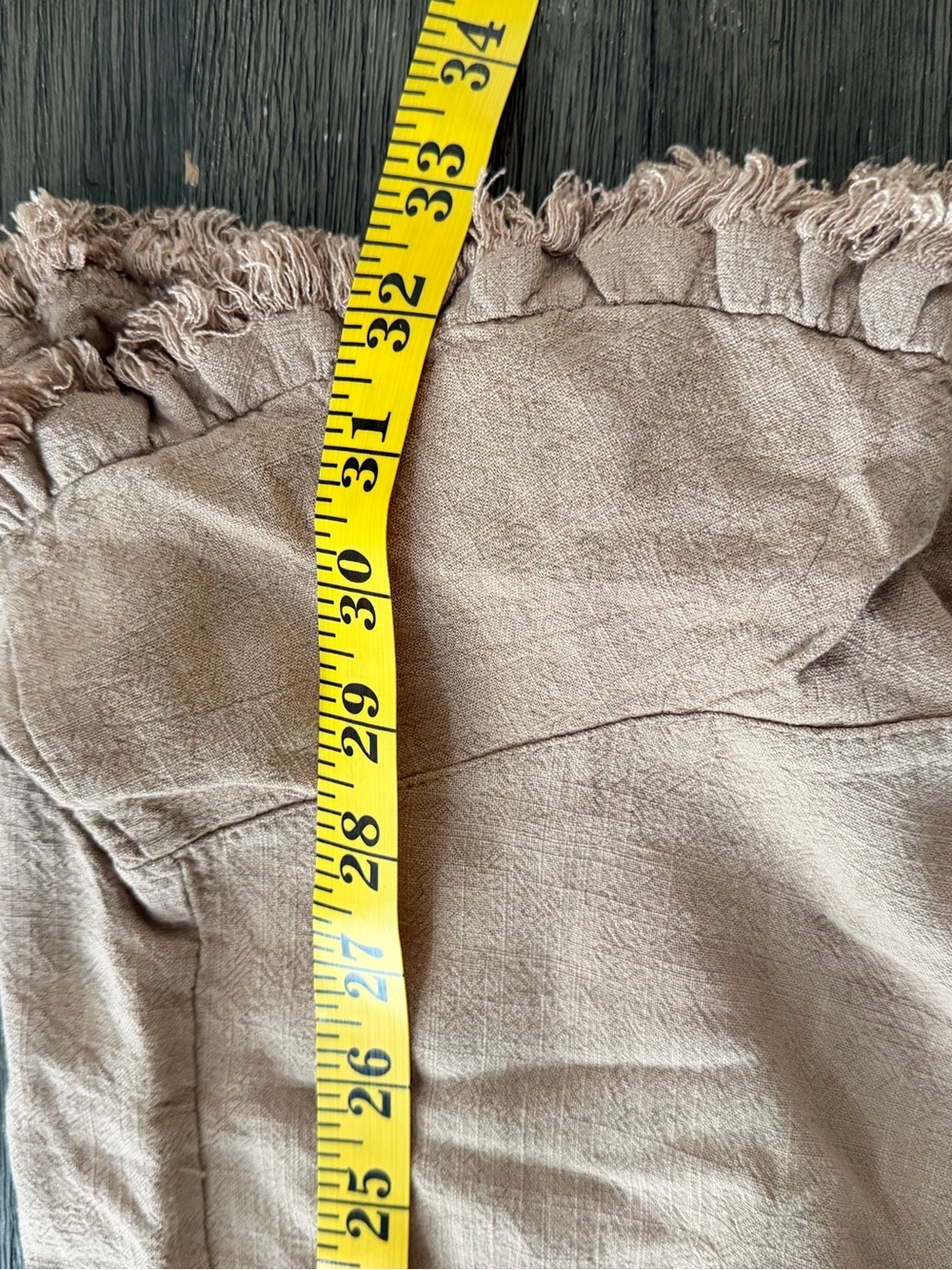 Boutique Umgee Linen Blend Cropped Frayed Wide Leg Boho Pants Khaki Taupe Size M - Picture 7 of 7